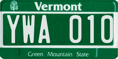 VT license plate YWA010