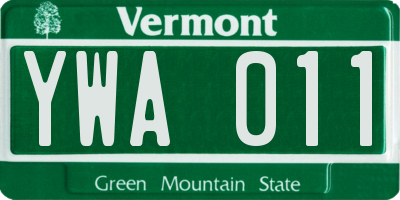 VT license plate YWA011
