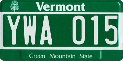 VT license plate YWA015