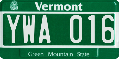 VT license plate YWA016