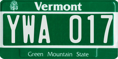 VT license plate YWA017