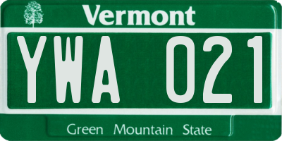 VT license plate YWA021