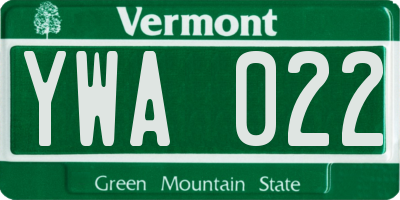 VT license plate YWA022