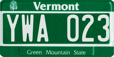 VT license plate YWA023