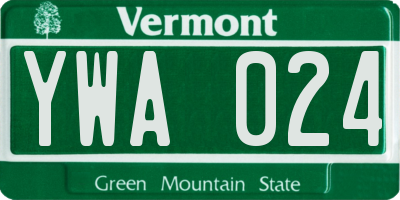 VT license plate YWA024