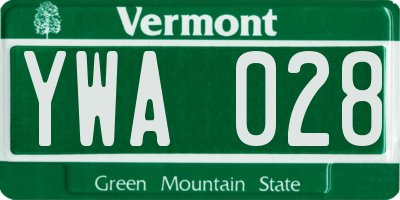 VT license plate YWA028