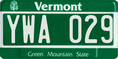 VT license plate YWA029