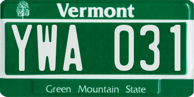 VT license plate YWA031
