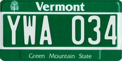 VT license plate YWA034