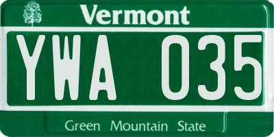 VT license plate YWA035