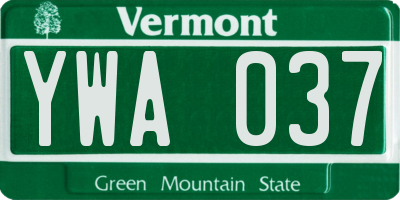 VT license plate YWA037