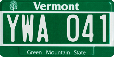 VT license plate YWA041