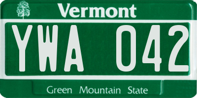 VT license plate YWA042