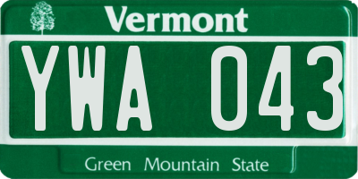 VT license plate YWA043