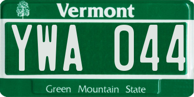 VT license plate YWA044
