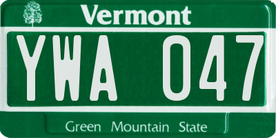 VT license plate YWA047