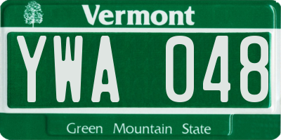 VT license plate YWA048