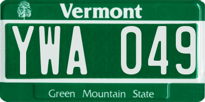 VT license plate YWA049