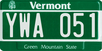VT license plate YWA051