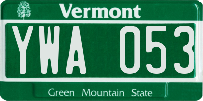 VT license plate YWA053