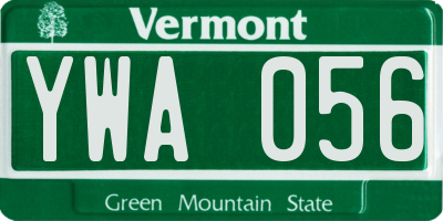 VT license plate YWA056