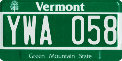VT license plate YWA058