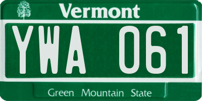 VT license plate YWA061