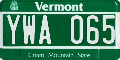VT license plate YWA065