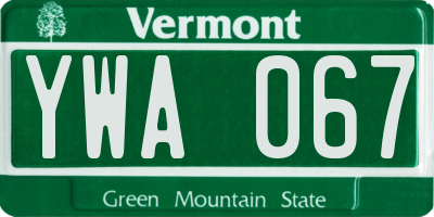 VT license plate YWA067