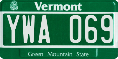 VT license plate YWA069