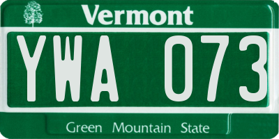 VT license plate YWA073