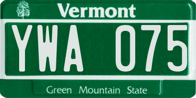 VT license plate YWA075