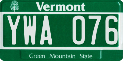 VT license plate YWA076