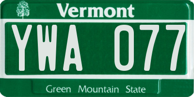 VT license plate YWA077
