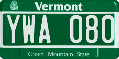 VT license plate YWA080