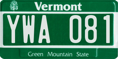 VT license plate YWA081