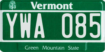 VT license plate YWA085