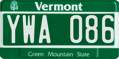 VT license plate YWA086