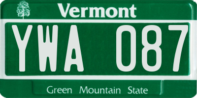 VT license plate YWA087