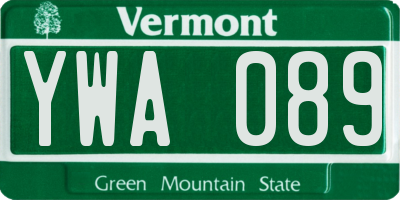 VT license plate YWA089