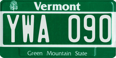 VT license plate YWA090
