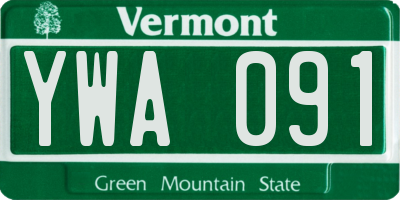 VT license plate YWA091