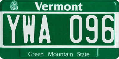 VT license plate YWA096