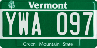 VT license plate YWA097