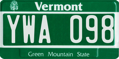 VT license plate YWA098