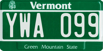 VT license plate YWA099