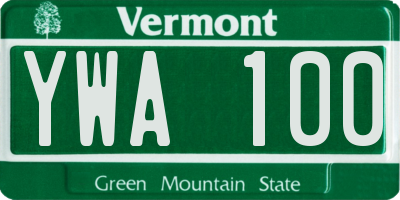 VT license plate YWA100