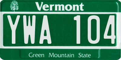 VT license plate YWA104