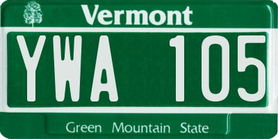 VT license plate YWA105