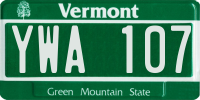 VT license plate YWA107